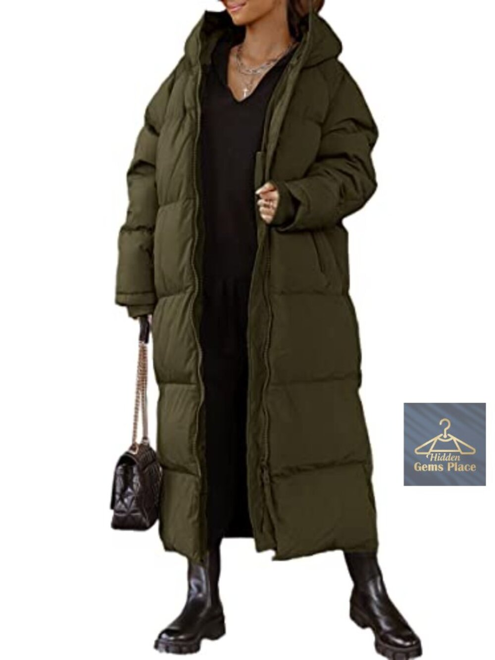 Women Long Quilted Hooded Maxi Puffer Jacket Down Alternative Winter Coat